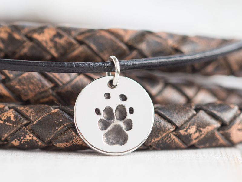 Kettenanhänger mit echtem Pfotenabdruck Kette Erinnerung Hund
