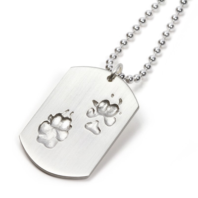 Kettenanhänger Dogtag mit echten Abdrücken von Hundepfoten Echte Hundepfote Kette