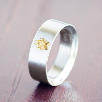 Hundepfote Pfotenabdruck Ring Silber Gold Hundepfote Pfotenabdruck Ring Silber Gold