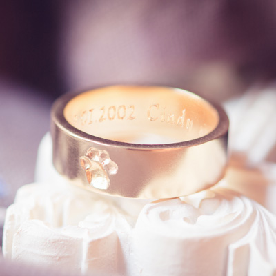 Vergoldeter Ring mit echtem Pfotenabdruck Pfoten Ring Gold