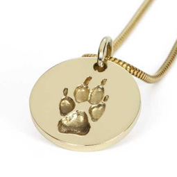 Dog memorial jewelry with actual pawprint