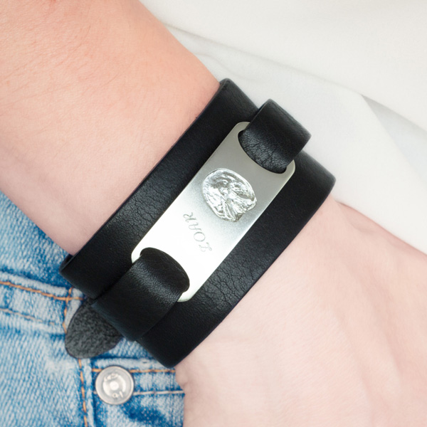 Breites Lederarmband mit Hufabdruck Armband mit Hufabdruck vom eigenen Pferd