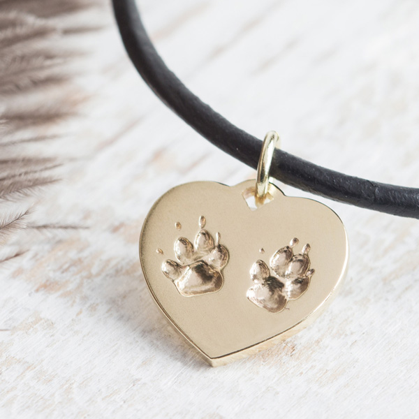 Goldkette Herz Pfotenabdruck Hund Kette Pfotenabdruck eigener Hund