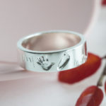 Ring für Mama mit Baby's Herzschlag Handabdruck Fußabdruck Ring mit Baby eigener Handabdruck Fußabdruck Herzschlag Gravur