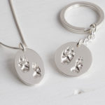 Schmuckset Kette Schlüsselanhänger Hundepfote Schmuck mit Pfotenabdruck vom eigenen Hund