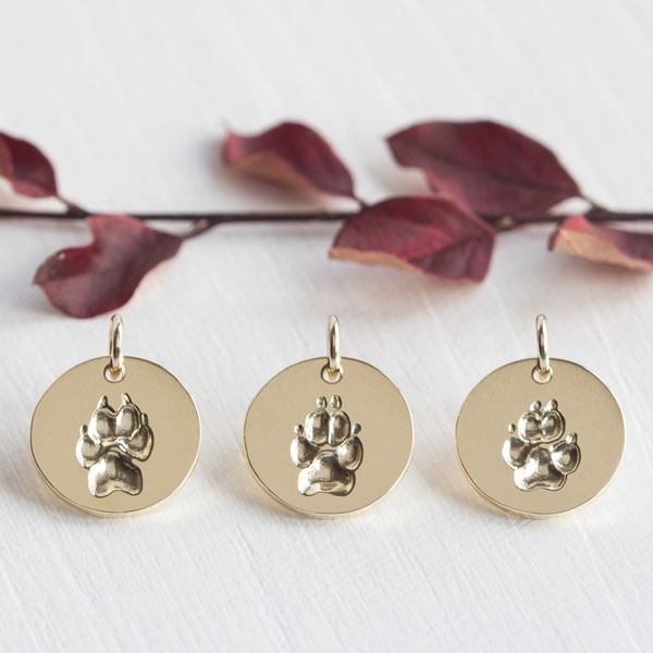 Pfotenabdruck Gold Kettenanhänger personalisiert Kette mit Hundepfote und Gravur