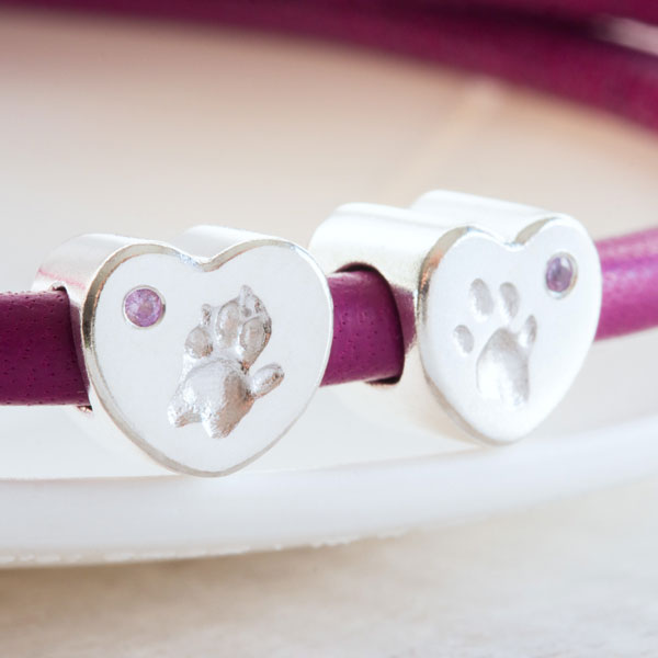Pfotenabdruck Herzcharm Turmalin Schmuck mit Pfotenabdruck von eigener Katze