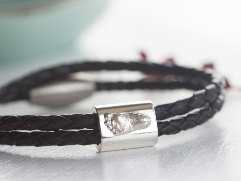Lederarmband Baby Fußabdruck Armband mit Fußabdruck