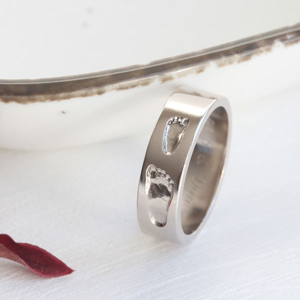 Ring Weißgold Kinder Fußabdrücke Fußabdruck Kinder Ring