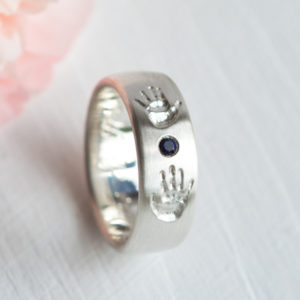 Mama Ring Geburtsstein Handabdruck Kinder Mama Ring Geburtsstein 3D Handabdruck Kinder