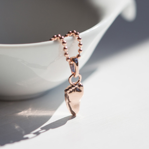 Babyfuß Kette Rotgold Echter 3D Fußabdruck Rosegold Relief Schmuck