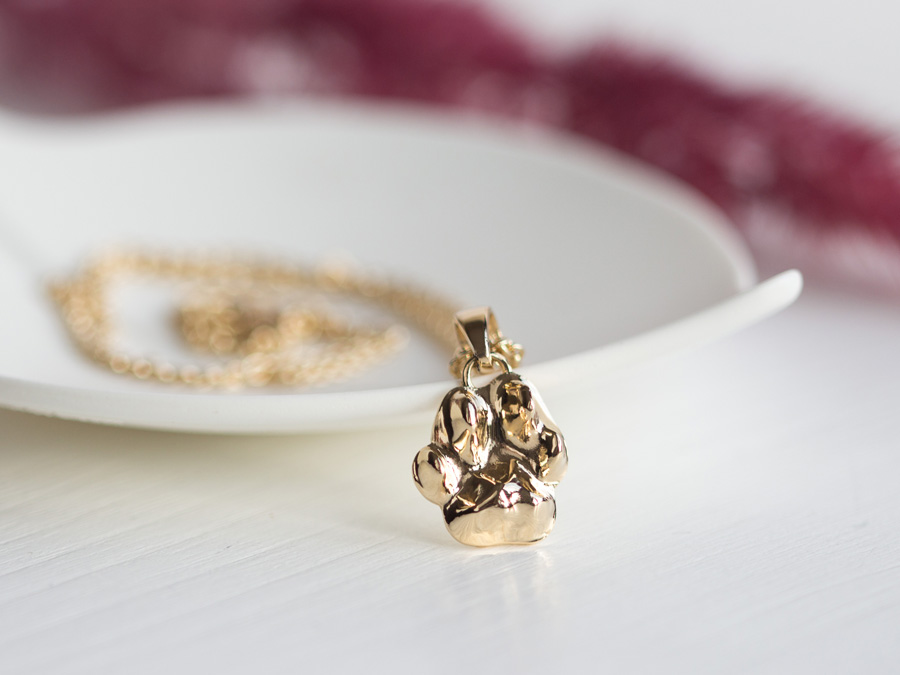 Goldkette echte Katzenpfote Pfotenabdruck Goldkette echte Katzenpfote Pfotenabdruck