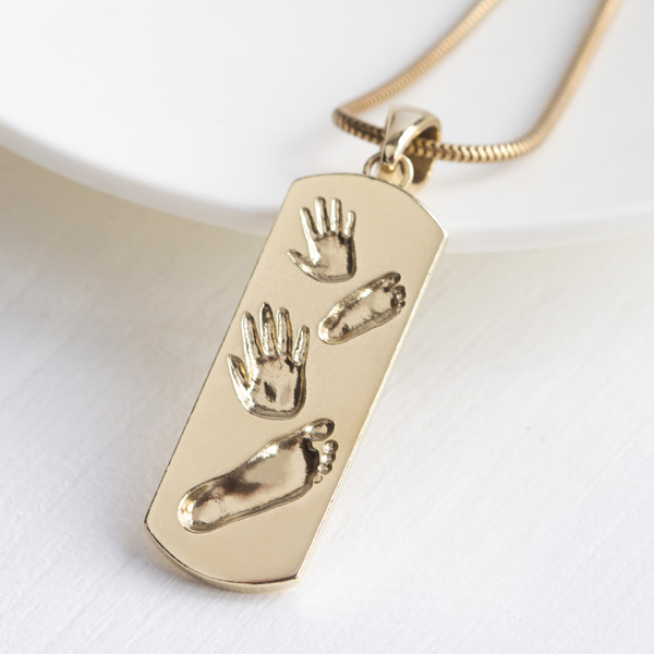 Familienkette Gold Handabdruck Fußabdruck Familienkette Gold Handabdruck Fußabdruck