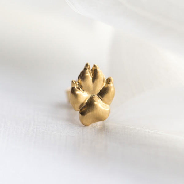 Ohrstecker 3D Hundepfote eigener Hund Gold