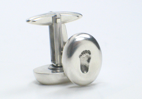 FOYA Manschettenknöpfe mit Fußabdruck von Baby und Kind