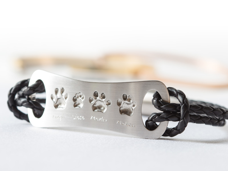 Armband echte Katzenpfote Platin