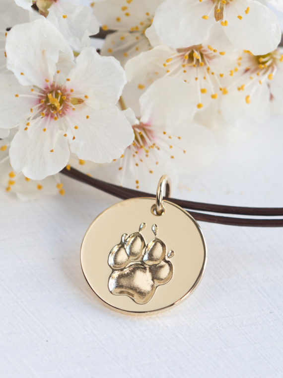 Echter 3D Hundepfote Pfotenabdruck Schmuck Goldkette