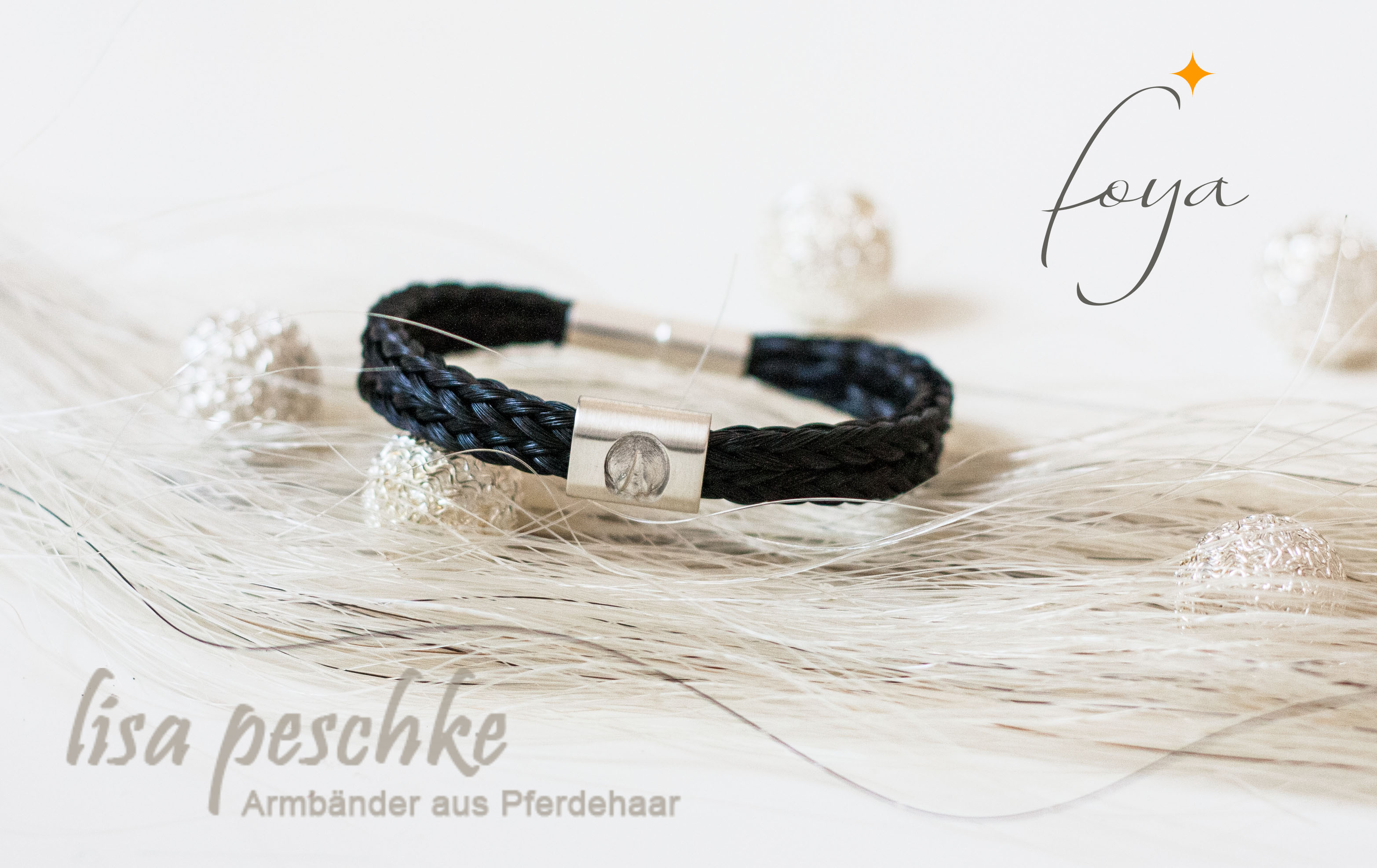 Armband aus Pferdehaar mit echtem Hufabdruck