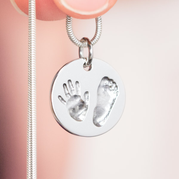 Taufgeschenk Baby Taufkette Handabdruck Fußabdruck