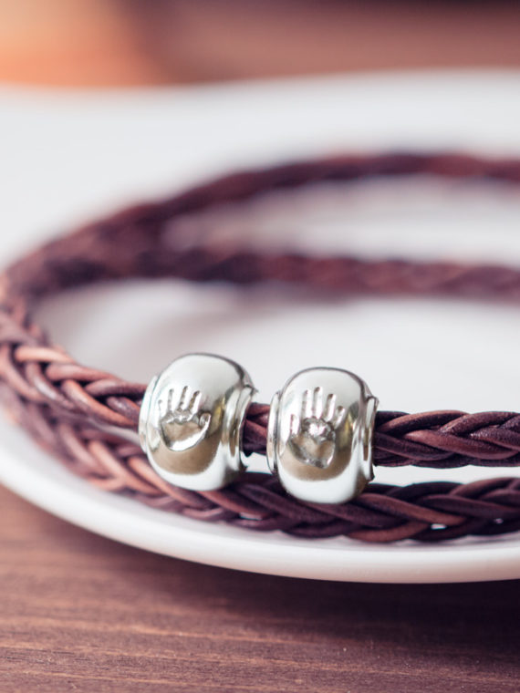 Personalisiertes Charm Silber mit echtem Handabdruck