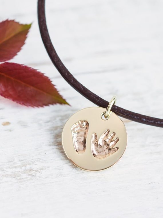 Fuß Handabdruck Baby Kette Gold