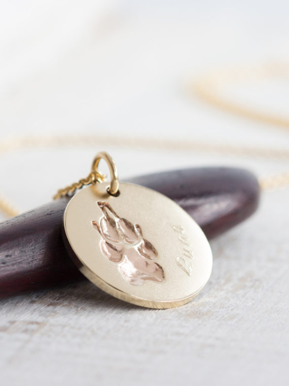 Individueller Pfotenabdruck Kette Gold