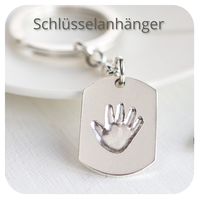 Schlüsselanhänger echter Handabdruck Kind
