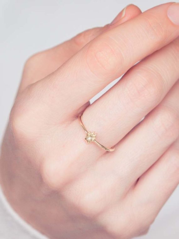 3D Hundepfote eigener Hund Ring Gold