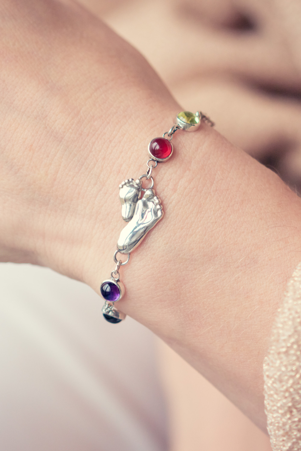 Sternenkinder Armband Geburtsstein Fußabdruck Erinnerung