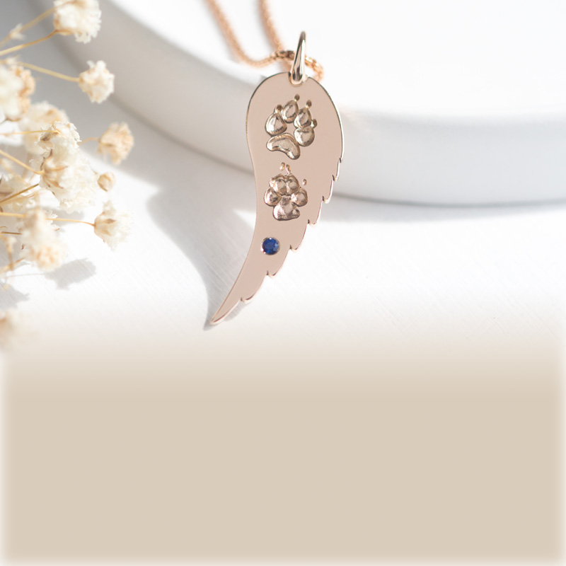 Flügel Kette Rosegold personalisiert Pfotenabdruck