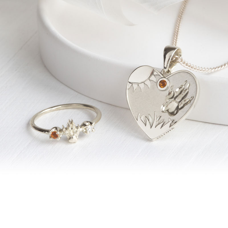 Kette Ring Pfotenabdruck Katze personalisiert